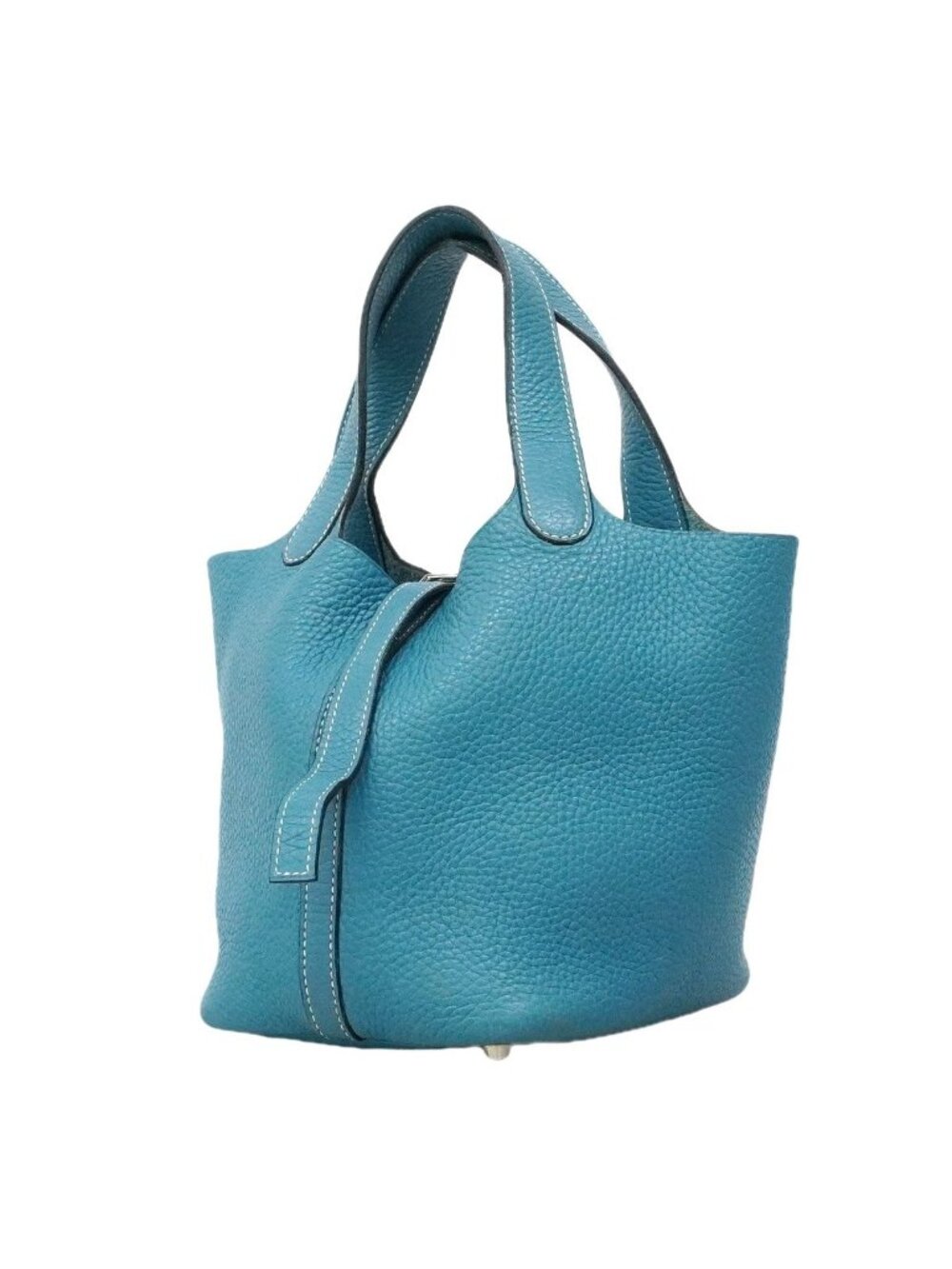 Hermes Handbag Picotin PM Taurillon Clemence Blue Jean Silver